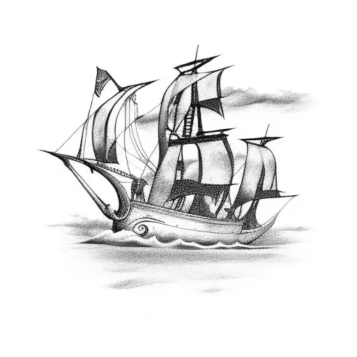 pirate ship fun creative tattoo design idea