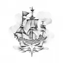 pirate ship  tattoo design idea