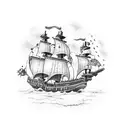pirate ship  tattoo design idea
