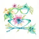 eyeglass with flower bloom tattoo design idea