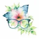 eyeglass with flower bloom tattoo design idea