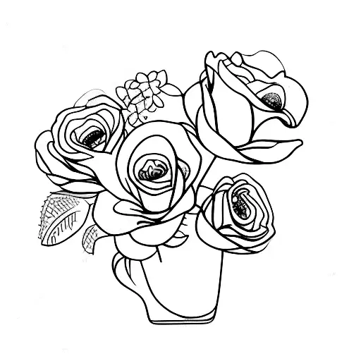 A bouquet of flowers blooming from a vintage typewriter tattoo design idea