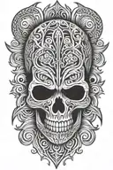 Tribal skull surrounded by tribal patterns tattoo design idea