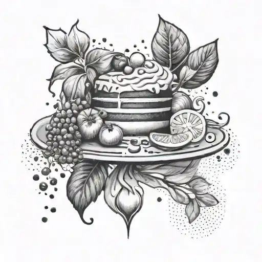 A culinary-inspired tattoo with a touch of emotional elements in dotwork style tattoo design idea