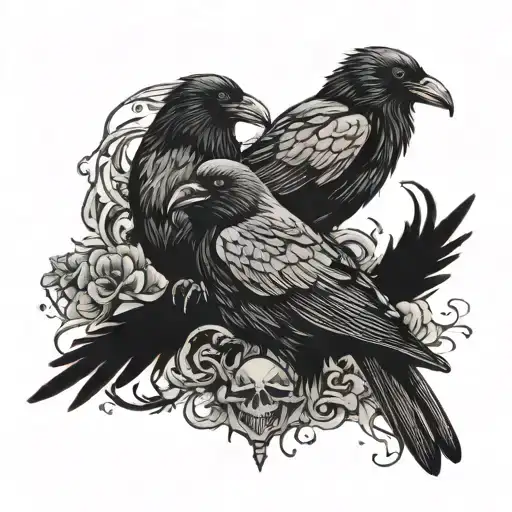 2 crows life and death  tattoo design idea