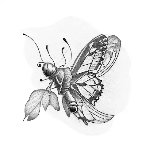 a profile view of a butterfly in the shape of a cursive capitol R tattoo design idea
