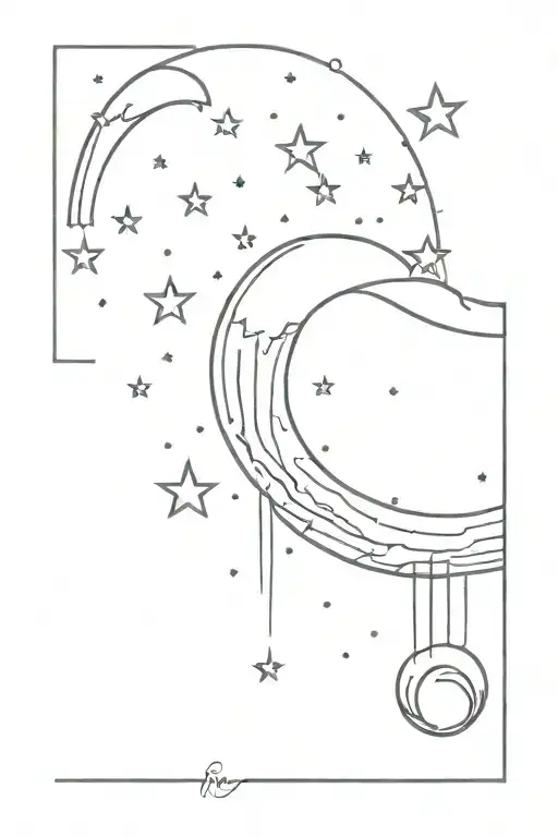 rain travel moon stars strong, remembering father, grateful to mother, love my husband tattoo design idea
