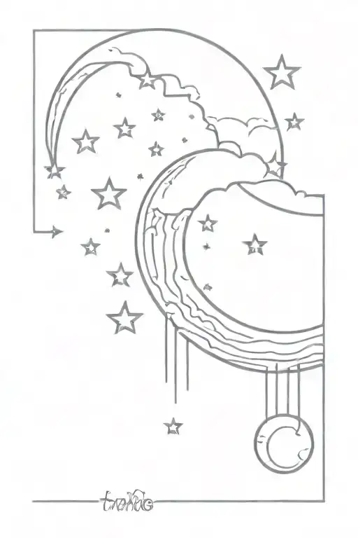 rain travel moon stars strong, remembering father, grateful to mother, love my husband tattoo design idea