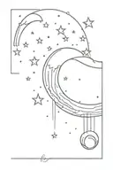 rain travel moon stars strong, remembering father, grateful to mother, love my husband tattoo design idea