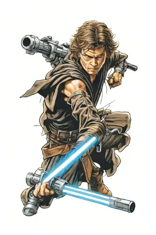 anakin skywalker lightsaber duel tattoo design idea