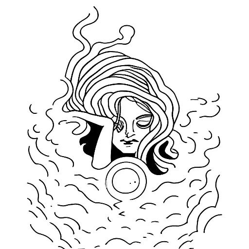 A determined woman breaking through the surface of water, symbolizing rising above challenges tattoo design idea