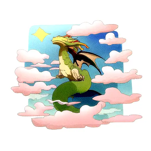 dragon in clouds tattoo design idea