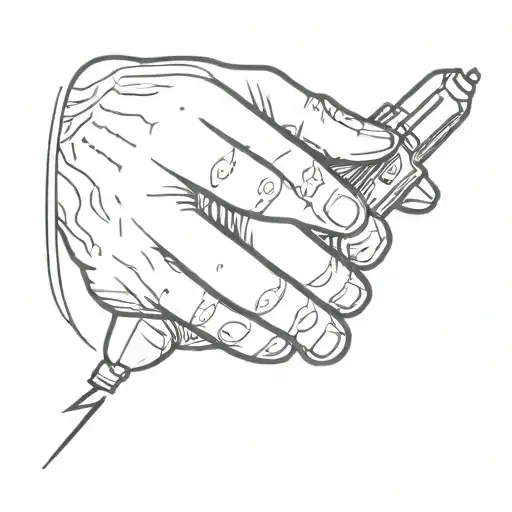 hand whit zip lighter holding hands tattoo design idea
