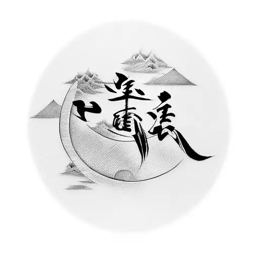 A tattoo design that combines elements of Chinese calligraphy and Japanese culture, featuring the word 'friendship' in Chinese characters and traditional Japanese motifs. tattoo design idea