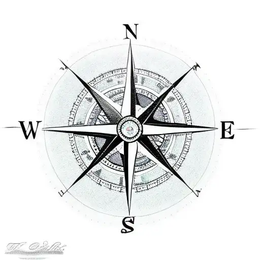 Compass with Dad as North, Mom as East, Emily as South, and Cooper as West tattoo design idea