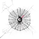 broken clock spider web y2k tattoo design idea