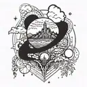 symbolize escaping reality by creating a different world tattoo design idea