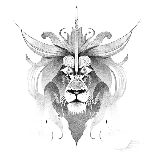 lion fern viking tattoo design idea