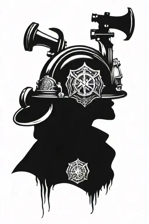 Firefighter helmet tattoo design idea