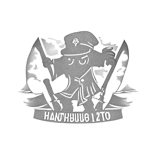 Silhouette of Hamburg plus a dancing man, a golf ball and a cap tattoo design idea