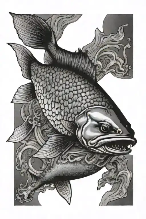 trolling salmon tattoo design idea