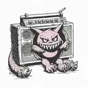 gengar sitting on boom box tattoo design idea