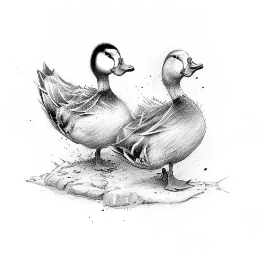 feral angry duck tattoo design idea