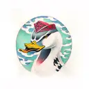 feral angry duck tattoo design idea