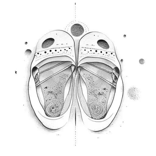 footprints towards moon tattoo design idea
