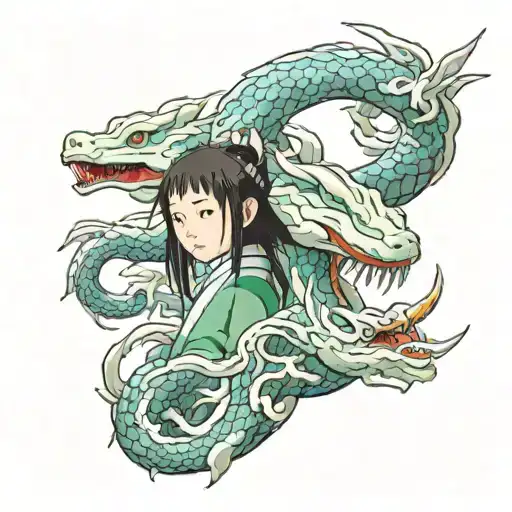 haku from spirited away tattoo design idea