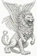 komainu ishtar wings lion  tattoo design idea