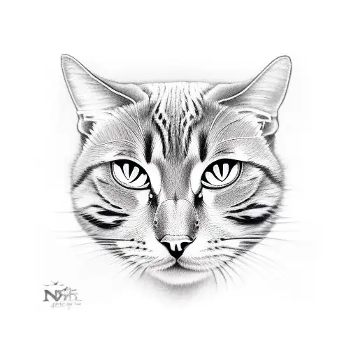 black ando Orange cat tattoo design idea