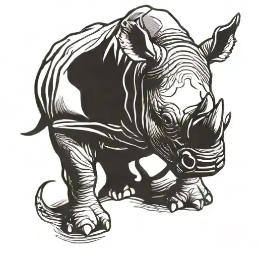 rhino in charging stance tattoo design idea
