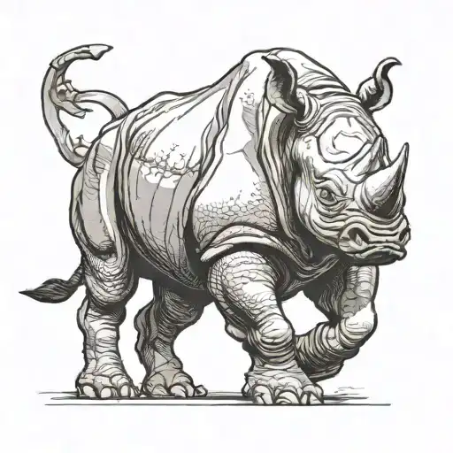 strong rhino charging forward with shoulders lowered tattoo design idea