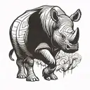 rhino in charging stance tattoo design idea