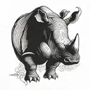 rhino in charging stance tattoo design idea