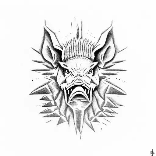 angry Razorback hog red tattoo design idea