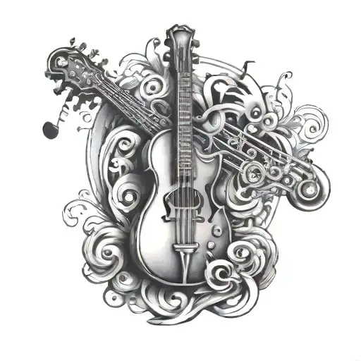 A tattoo design combining elements of music, law, and public service in a unique and creative way tattoo design idea