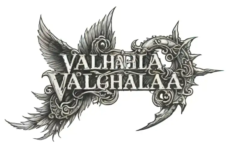 To Valhalla text tattoo tattoo design idea