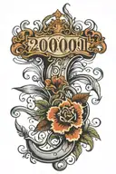 number 2001 birth year tattoo design idea