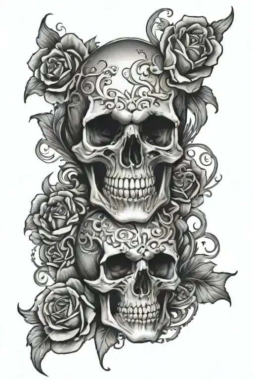 Skull Mysterious and Dark tattoo design idea