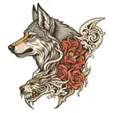 wolf face half good vs evil tattoo design idea