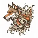 wolf face half good vs evil tattoo design idea