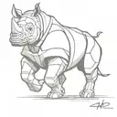 A soldier cyborg rhino running tattoo design idea