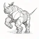 A soldier cyborg rhino running tattoo design idea