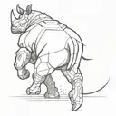 A soldier cyborg rhino running tattoo design idea