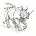 A soldier cyborg rhino running tattoo design idea