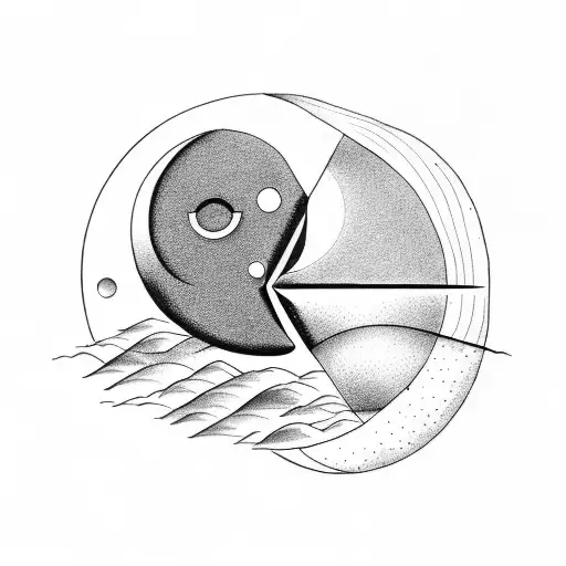 half moon, half sun, on shoulder tattoo design idea