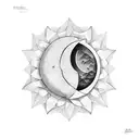 half moon, half sun, on shoulder tattoo design idea
