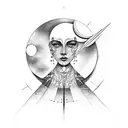 half moon, half sun, on shoulder tattoo design idea
